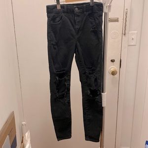 American Eagle Next Level Stretch Black High Waisted Ripped Skinny Jeans